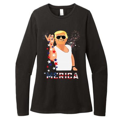 Merica Trump Outfits Glassesfireworkn Don Drunk Womens CVC Long Sleeve Shirt