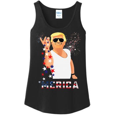 Merica Trump Outfits Glassesfireworkn Don Drunk Ladies Essential Tank