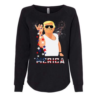 Merica Trump Outfits Glassesfireworkn Don Drunk Womens California Wash Sweatshirt