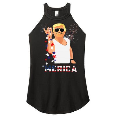 Merica Trump Outfits Glassesfireworkn Don Drunk Women’s Perfect Tri Rocker Tank