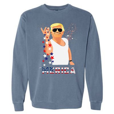 Merica Trump Outfits Glassesfireworkn Don Drunk Garment-Dyed Sweatshirt