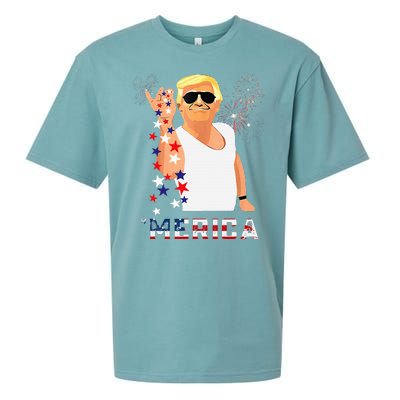 Merica Trump Outfits Glassesfireworkn Don Drunk Sueded Cloud Jersey T-Shirt