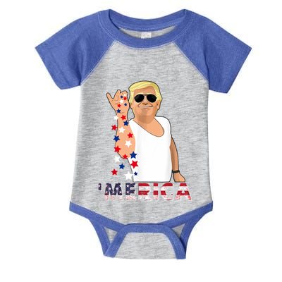 Merica Trump Outfits Glasses Firework 4th Of July Don Drunk Gift Infant Baby Jersey Bodysuit