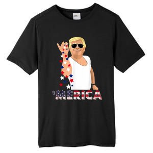 Merica Trump Outfits Glasses Firework 4th Of July Don Drunk Gift Tall Fusion ChromaSoft Performance T-Shirt