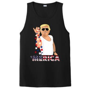 Merica Trump Outfits Glasses Firework 4th Of July Don Drunk Gift PosiCharge Competitor Tank