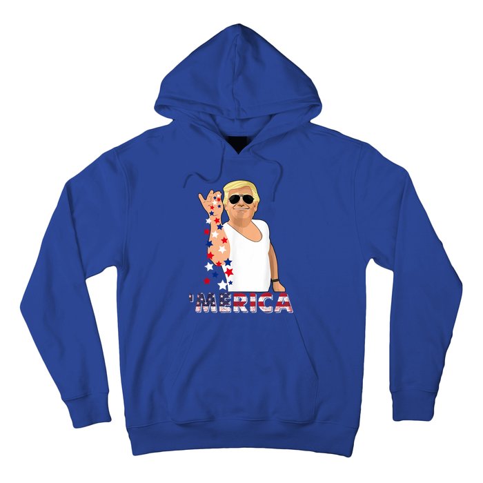 Merica Trump Outfits Glasses Firework 4th Of July Don Drunk Gift Hoodie