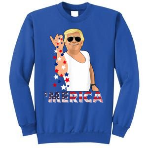 Merica Trump Outfits Glasses Firework 4th Of July Don Drunk Gift Sweatshirt