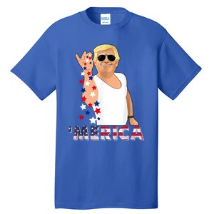 Merica Trump Outfits Glasses Firework 4th Of July Don Drunk Gift Tall T-Shirt