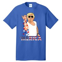 Merica Trump Outfits Glasses Firework 4th Of July Don Drunk Gift Tall T-Shirt