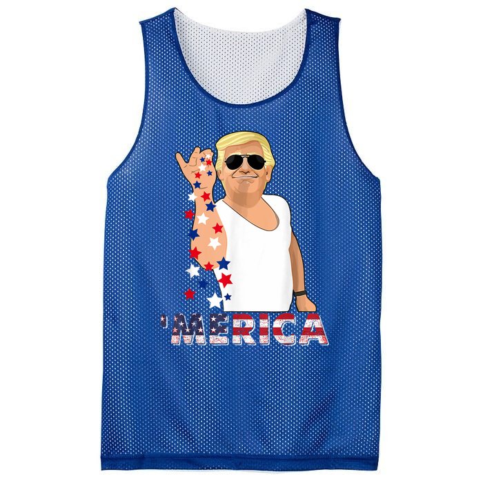 Merica Trump Outfits Glasses Firework 4th Of July Don Drunk Gift Mesh Reversible Basketball Jersey Tank