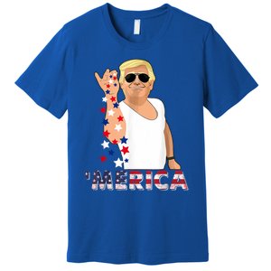 Merica Trump Outfits Glasses Firework 4th Of July Don Drunk Gift Premium T-Shirt