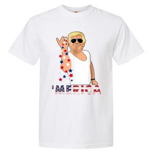 Merica Trump Outfits Glasses Firework 4th Of July Don Drunk Gift Garment-Dyed Heavyweight T-Shirt