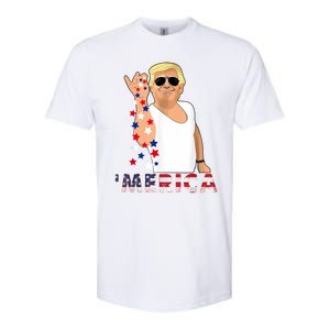 Merica Trump Outfits Glasses Firework 4th Of July Don Drunk Gift Softstyle CVC T-Shirt