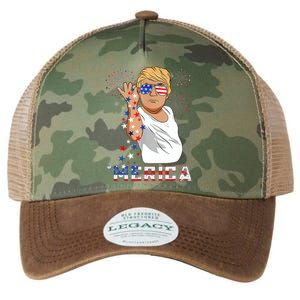 Merica Trump Outfits Glasses Firework 4th Of July Don Drunk Cute Gift Legacy Tie Dye Trucker Hat