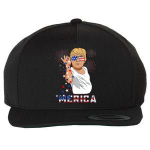 Merica Trump Outfits Glasses Firework 4th Of July Don Drunk Cute Gift Wool Snapback Cap