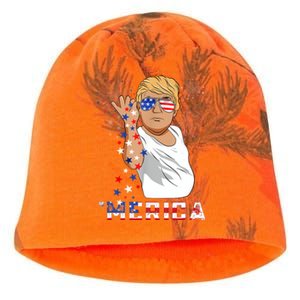 Merica Trump Outfits Glasses Firework 4th Of July Don Drunk Cute Gift Kati - Camo Knit Beanie