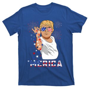 Merica Trump Outfits Glasses Firework 4th Of July Don Drunk Cute Gift T-Shirt