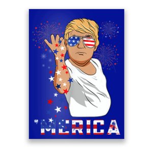 Merica Trump Outfits Glasses Firework 4th Of July Don Drunk Cute Gift Poster