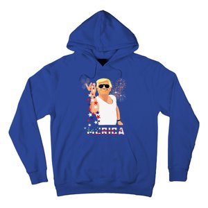 Merica Trump Outfits Glasses Firework 4th Of July Don Drunk Funny Gift Hoodie