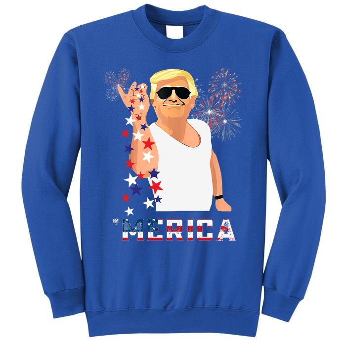 Merica Trump Outfits Glasses Firework 4th Of July Don Drunk Funny Gift Sweatshirt