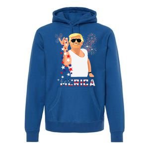 Merica Trump Outfits Glasses Firework 4th Of July Don Drunk Funny Gift Premium Hoodie