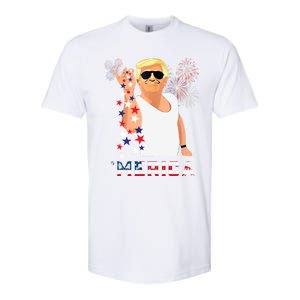 Merica Trump Outfits Glasses Firework 4th Of July Don Drunk Funny Gift Softstyle CVC T-Shirt