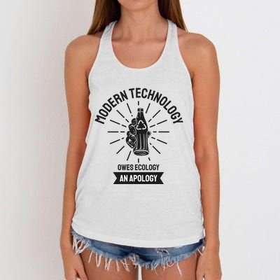 Modern Technology Owes Ecology An Apology Women's Knotted Racerback Tank