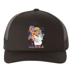 Merica Trump Outfits GlassesFirework 4th Of July Don Drunk Yupoong Adult 5-Panel Trucker Hat