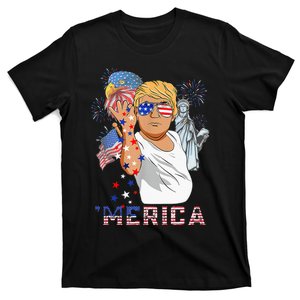 Merica Trump Outfits GlassesFirework 4th Of July Don Drunk T-Shirt