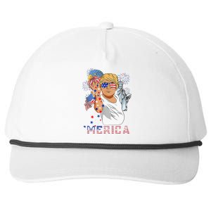 Merica Trump Outfits GlassesFirework 4th Of July Don Drunk Snapback Five-Panel Rope Hat