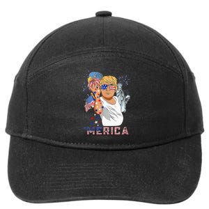 Merica Trump Outfits GlassesFirework 4th Of July Don Drunk 7-Panel Snapback Hat