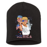 Merica Trump Outfits GlassesFirework 4th Of July Don Drunk Short Acrylic Beanie