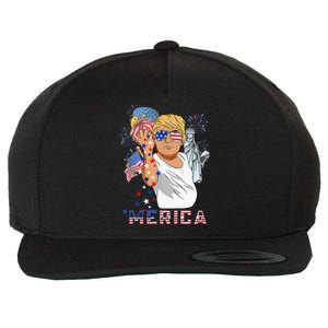 Merica Trump Outfits GlassesFirework 4th Of July Don Drunk Wool Snapback Cap