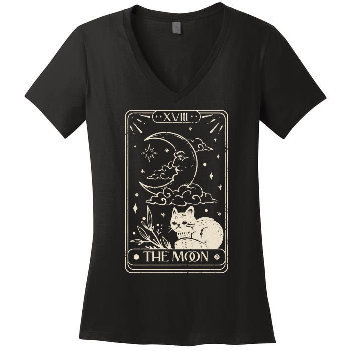 Moon Tarot Oversized Mystical Women's V-Neck T-Shirt