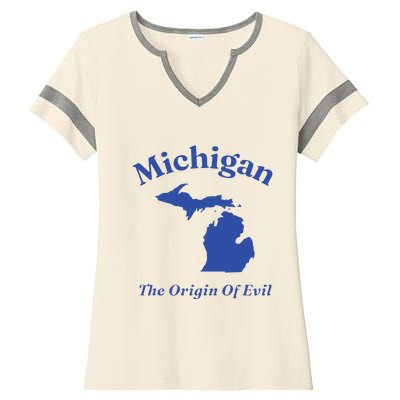 Michigan The Origin Of Evil Ladies Halftime Notch Neck Tee