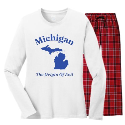 Michigan The Origin Of Evil Women's Long Sleeve Flannel Pajama Set 