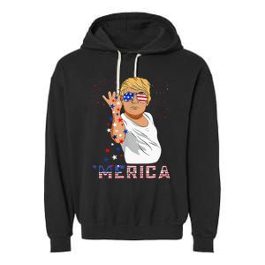 Merica Trump Outfits GlassesFirework 4th Of July Don Drunk Garment-Dyed Fleece Hoodie