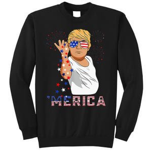 Merica Trump Outfits GlassesFirework 4th Of July Don Drunk Sweatshirt