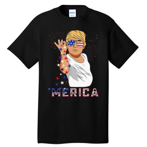 Merica Trump Outfits GlassesFirework 4th Of July Don Drunk Tall T-Shirt