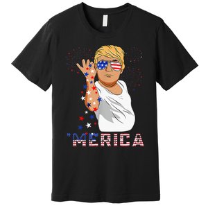 Merica Trump Outfits GlassesFirework 4th Of July Don Drunk Premium T-Shirt