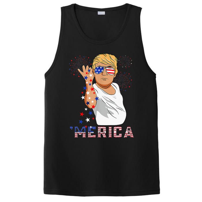 Merica Trump Outfits GlassesFirework 4th Of July Don Drunk PosiCharge Competitor Tank