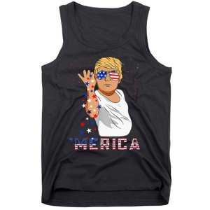 Merica Trump Outfits GlassesFirework 4th Of July Don Drunk Tank Top