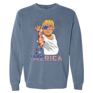 Merica Trump Outfits GlassesFirework 4th Of July Don Drunk Garment-Dyed Sweatshirt