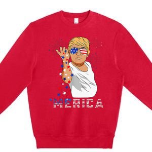 Merica Trump Outfits GlassesFirework 4th Of July Don Drunk Premium Crewneck Sweatshirt