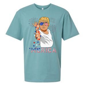 Merica Trump Outfits GlassesFirework 4th Of July Don Drunk Sueded Cloud Jersey T-Shirt