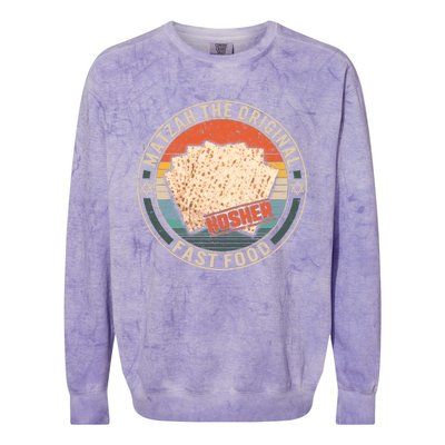 Matzah The Original Fast Food Kosher Jewish Seder Passover Great Gift Colorblast Crewneck Sweatshirt