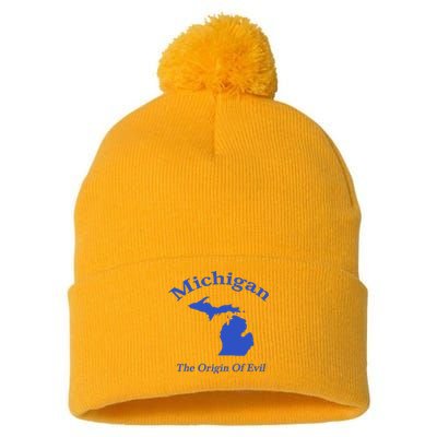 Michigan The Origin Of Evil Pom Pom 12in Knit Beanie