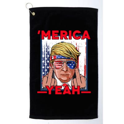 Merica Trump Outfits Don Drunk Donald Drunk 4th Of July Funny Gift Platinum Collection Golf Towel