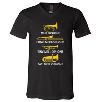 Mellophone Types Of Mellophones Marching Band Mellophonist V-Neck T-Shirt