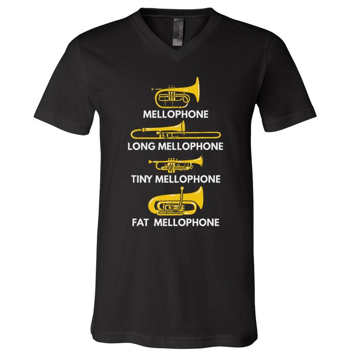 Mellophone Types Of Mellophones Marching Band Mellophonist V-Neck T-Shirt